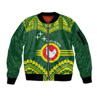 Manu'a Flag Day Sleeve Zip Bomber Jacket Polynesian Pattern National Color Proud