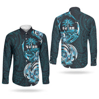Asut Guam Chamorro Couples Matching Tank Maxi Dress and Long Sleeve Button Shirt Guahan Seal Tattoo LT14 - Polynesian Pride