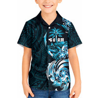 Asut Guam Chamorro Kid Hawaiian Shirt Guahan Seal Tattoo LT14 Kid Blue - Polynesian Pride