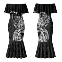 Attelong Guam Chamorro Family Matching Mermaid Dress and Hawaiian Shirt Guahan Seal Tattoo LT14 Mom's Dress Black - Polynesian Pride