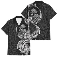 Attelong Guam Chamorro Family Matching Mermaid Dress and Hawaiian Shirt Guahan Seal Tattoo LT14 Dad's Shirt - Short Sleeve Black - Polynesian Pride