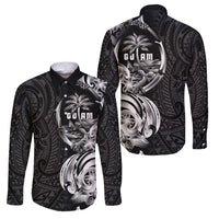 Attelong Guam Chamorro Family Matching Mermaid Dress and Hawaiian Shirt Guahan Seal Tattoo LT14 Dad's Shirt - Long Sleeve Black - Polynesian Pride