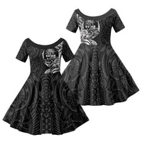 Attelong Guam Chamorro Family Matching Mermaid Dress and Hawaiian Shirt Guahan Seal Tattoo LT14 Daughter's Dress Black - Polynesian Pride