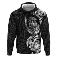 Attelong Guam Chamorro Zip Hoodie Guahan Seal Tattoo LT14 Pullover Hoodie Black - Polynesian Pride
