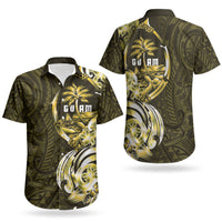 Amariyu Guam Chamorro Couples Matching Off The Shoulder Long Sleeve Dress and Hawaiian Shirt Guahan Seal Tattoo LT14 - Polynesian Pride