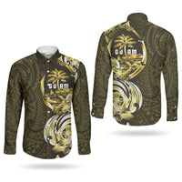 Amariyu Guam Chamorro Couples Matching Puletasi and Long Sleeve Button Shirt Guahan Seal Tattoo LT14 - Polynesian Pride