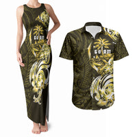 Amariyu Guam Chamorro Couples Matching Tank Maxi Dress and Hawaiian Shirt Guahan Seal Tattoo LT14 Yellow - Polynesian Pride