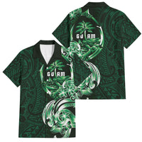 Betde Guam Chamorro Family Matching Tank Maxi Dress and Hawaiian Shirt Guahan Seal Tattoo LT14 Dad's Shirt - Short Sleeve Green - Polynesian Pride