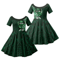 Betde Guam Chamorro Family Matching Tank Maxi Dress and Hawaiian Shirt Guahan Seal Tattoo LT14 Daughter's Dress Green - Polynesian Pride