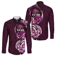Kulot Di Rosa Guam Chamorro Family Matching Mermaid Dress and Hawaiian Shirt Guahan Seal Tattoo LT14 Dad's Shirt - Long Sleeve Pink - Polynesian Pride