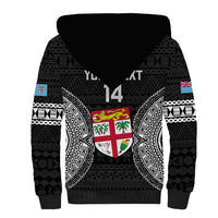 Custom Fiji Rugby Sherpa Hoodie 2023 Fijian Tapa Pattern World Cup Black LT14 - Polynesian Pride