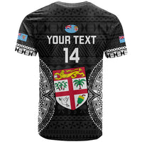 Custom Fiji Rugby T Shirt 2023 Fijian Tapa Pattern World Cup Black LT14 - Polynesian Pride