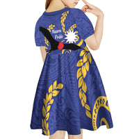 Nauru Angam Day Kid Short Sleeve Dress Naoero Frigate Bird Polynesian Pattern