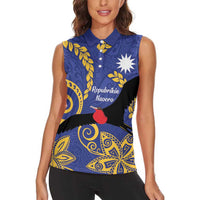 Nauru Angam Day Women Sleeveless Polo Shirt Naoero Frigate Bird Polynesian Pattern
