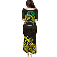 Personalised Nukuoro Atoll Family Matching Puletasi and Hawaiian Shirt Polynesian Tattoo Curves Reggae Version