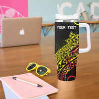 Personalised Nukuoro Atoll Tumbler With Handle Polynesian Tattoo Curves Reggae Version