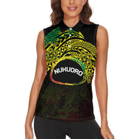 Personalised Nukuoro Atoll Women Sleeveless Polo Shirt Polynesian Tattoo Curves Reggae Version LT14 - Polynesian Pride