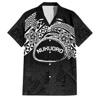 Personalised Pohnpei Nukuoro Micronesia Family Matching Off Shoulder Maxi Dress and Hawaiian Shirt Polynesian Tattoo Curves Black Version