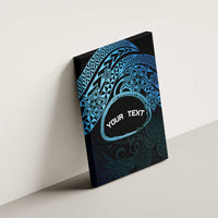 Personalised Pohnpei Nukuoro Micronesia Canvas Wall Art Polynesian Tattoo Curves Blue Version