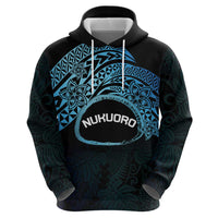 Personalised Pohnpei Nukuoro Micronesia Hoodie Polynesian Tattoo Curves Blue Version