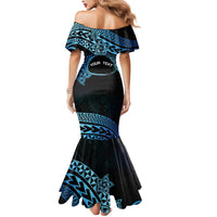 Personalised Pohnpei Nukuoro Micronesia Mermaid Dress Polynesian Tattoo Curves Blue Version