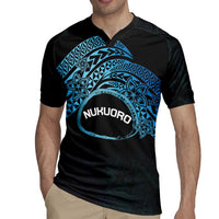 Personalised Pohnpei Nukuoro Micronesia Rugby Jersey Polynesian Tattoo Curves Blue Version