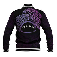 Personalised Pohnpei Nukuoro Micronesia Baseball Jacket Polynesian Tattoo Curves Purple Version