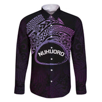 Personalised Pohnpei Nukuoro Micronesia Family Matching Short Sleeve Bodycon Dress and Hawaiian Shirt Polynesian Tattoo Curves Purple Version