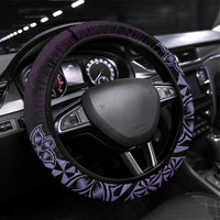 Pohnpei Nukuoro Micronesia Steering Wheel Cover Polynesian Tattoo Curves Purple Version