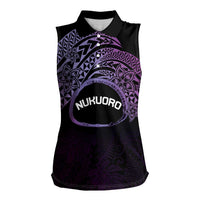 Personalised Pohnpei Nukuoro Micronesia Women Sleeveless Polo Shirt Polynesian Tattoo Curves Purple Version