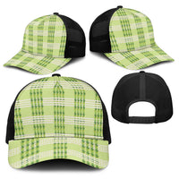 Aloha Hawaii Pakalana Pikake Lei Baseball Net Cap Palaka Inspired Hawaiian-plaid Pastel Green