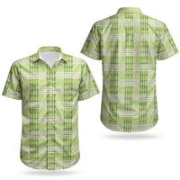 Aloha Hawaii Pakalana Pikake Lei Couples Matching Off The Shoulder Long Sleeve Dress and Hawaiian Shirt Palaka Inspired Hawaiian-plaid Pastel Green