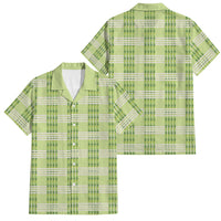 Aloha Hawaii Pakalana Pikake Lei Family Matching Puletasi and Hawaiian Shirt Palaka Inspired Hawaiian-plaid Pastel Green