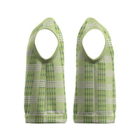 Aloha Hawaii Pakalana Pikake Lei Christmas Knitted V-Neck Vest Palaka Inspired Hawaiian-plaid Pastel Green