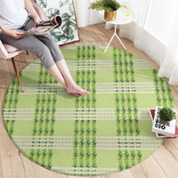 Aloha Hawaii Pakalana Pikake Lei Round Carpet Palaka Inspired Hawaiian-plaid Pastel Green