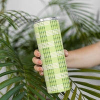 Aloha Hawaii Pakalana Pikake Lei Skinny Tumbler Palaka Inspired Hawaiian-plaid Pastel Green
