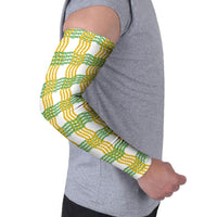 Aloha Hawaii Ilima Maile Lei Arm Sleeves Palaka Inspired Hawaiian-plaid White