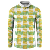 Aloha Hawaii Ilima Maile Lei Button Sweatshirt Palaka Inspired Hawaiian-plaid White