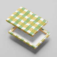 Aloha Hawaii Ilima Maile Lei Canvas Wall Art Palaka Inspired Hawaiian-plaid White