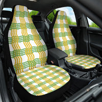 Aloha Hawaii Ilima Maile Lei Car Seat Cover Palaka Inspired Hawaiian-plaid White