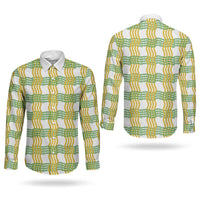 Aloha Hawaii Ilima Maile Lei Couples Matching Tank Maxi Dress and Long Sleeve Button Shirt Palaka Inspired Hawaiian-plaid White