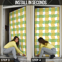 Aloha Hawaii Ilima Maile Lei Door Cover Palaka Inspired Hawaiian-plaid White