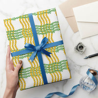 Aloha Hawaii Ilima Maile Lei Wrapping Paper Palaka Inspired Hawaiian-plaid White