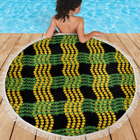 Aloha Hawaii Ilima Maile Lei Beach Blanket Palaka Inspired Hawaiian-plaid Black