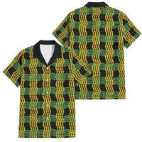 Aloha Hawaii Ilima Maile Lei Family Matching Short Sleeve Bodycon Dress and Hawaiian Shirt Palaka Inspired Hawaiian-plaid Black