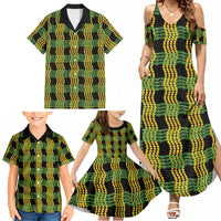 Aloha Hawaii Ilima Maile Lei Family Matching Summer Maxi Dress and Hawaiian Shirt Palaka Inspired Hawaiian-plaid Black