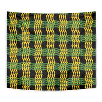 Aloha Hawaii Ilima Maile Lei Tapestry Palaka Inspired Hawaiian-plaid Black