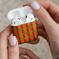 Aloha Hawaii Ilima Maile Lei AirPods Case Palaka Inspired Hawaiian-plaid Red