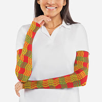 Aloha Hawaii Ilima Maile Lei Arm Sleeves Palaka Inspired Hawaiian-plaid Red