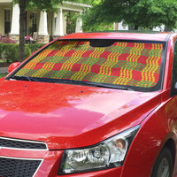 Aloha Hawaii Ilima Maile Lei Auto Sun Shade Palaka Inspired Hawaiian-plaid Red